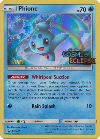 Grass[×2], Holofoil, Promo, SM220, Sun & Moon: Black Star Promos, Water Phione (SM220) (Staff Prerelease Promo) [Sun & Moon: Black Star Promos] - Trading Card World