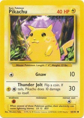 58, Base Set Unlimited, Common, Fighting[×2], Lightning, Normal Pikachu (58/102) [Base Set Unlimited] - Trading Card World