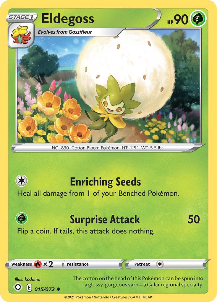 015, Fire[×2], Grass, Normal, Reverse Holofoil, Sword & Shield: Shining Fates, Uncommon Eldegoss (015/072) [Sword & Shield: Shining Fates] - Trading Card World