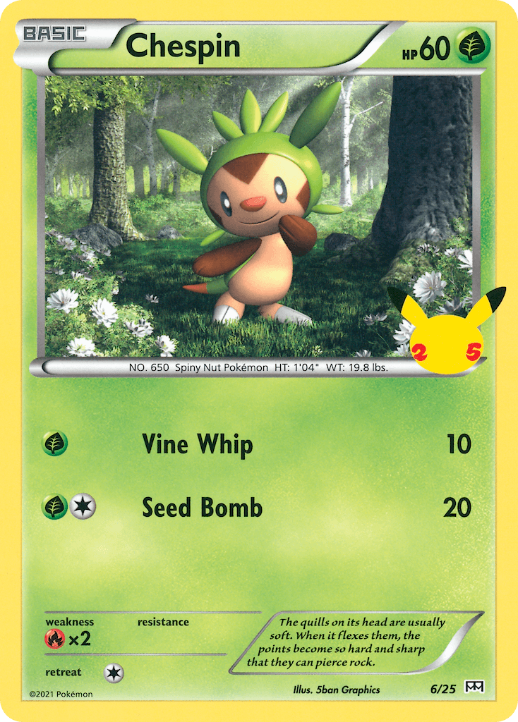 Fire[×2], Grass, Holofoil, McDonald's 25th Anniversary, Normal, Promo Chespin (6/25) [McDonald's 25th Anniversary] - Trading Card World