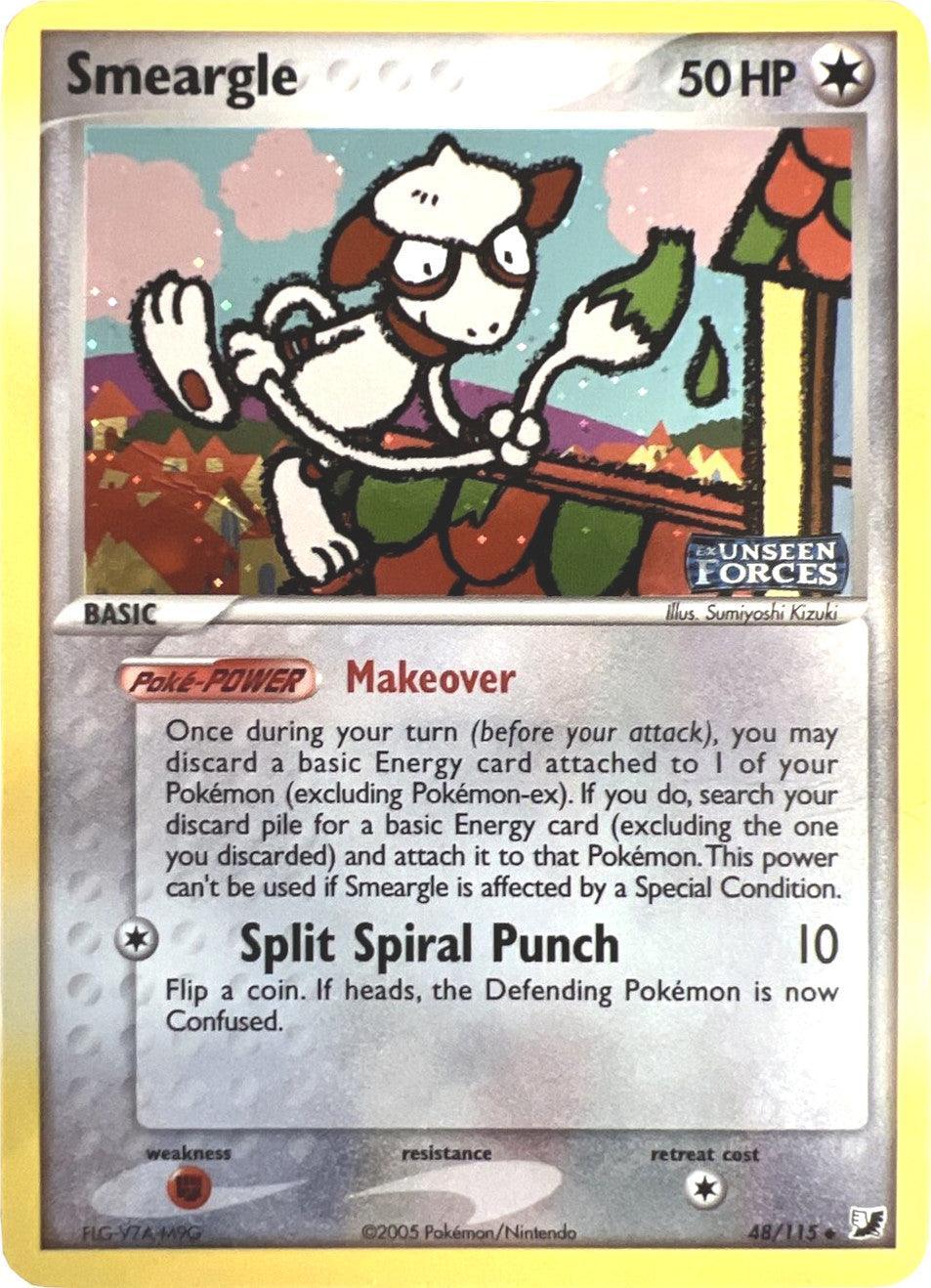 48, Colorless, EX: Unseen Forces, Fighting[×2], Reverse Holofoil, Uncommon Smeargle (48/115) (Stamped) [EX: Unseen Forces] - Trading Card World