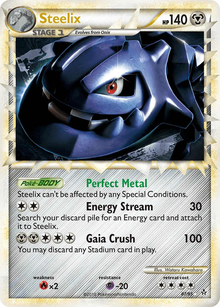 87, Fire[×2], HeartGold & SoulSilver: Unleashed, Holofoil, Metal, Psychic[-20], Ultra Rare Steelix (87/95) [HeartGold & SoulSilver: Unleashed] - Trading Card World