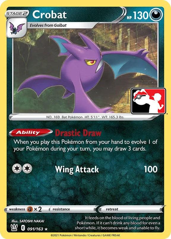 091, Darkness, Fighting[×2], Holo Rare, Holofoil, Normal, Prize Pack Series One Crobat (091/163) [Prize Pack Series One] - Trading Card World