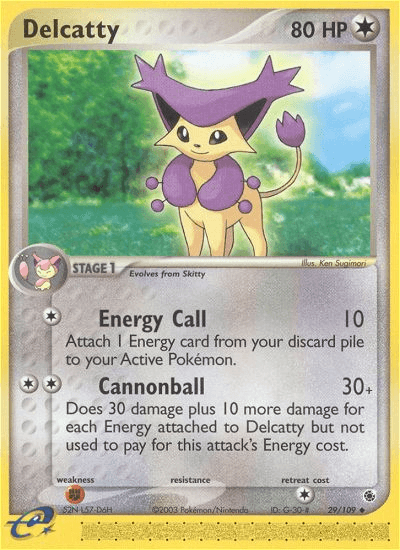 29, Colorless, EX: Ruby & Sapphire, Fighting[×2], Normal, Reverse Holofoil, Uncommon Delcatty (29/109) [EX: Ruby & Sapphire] - Trading Card World