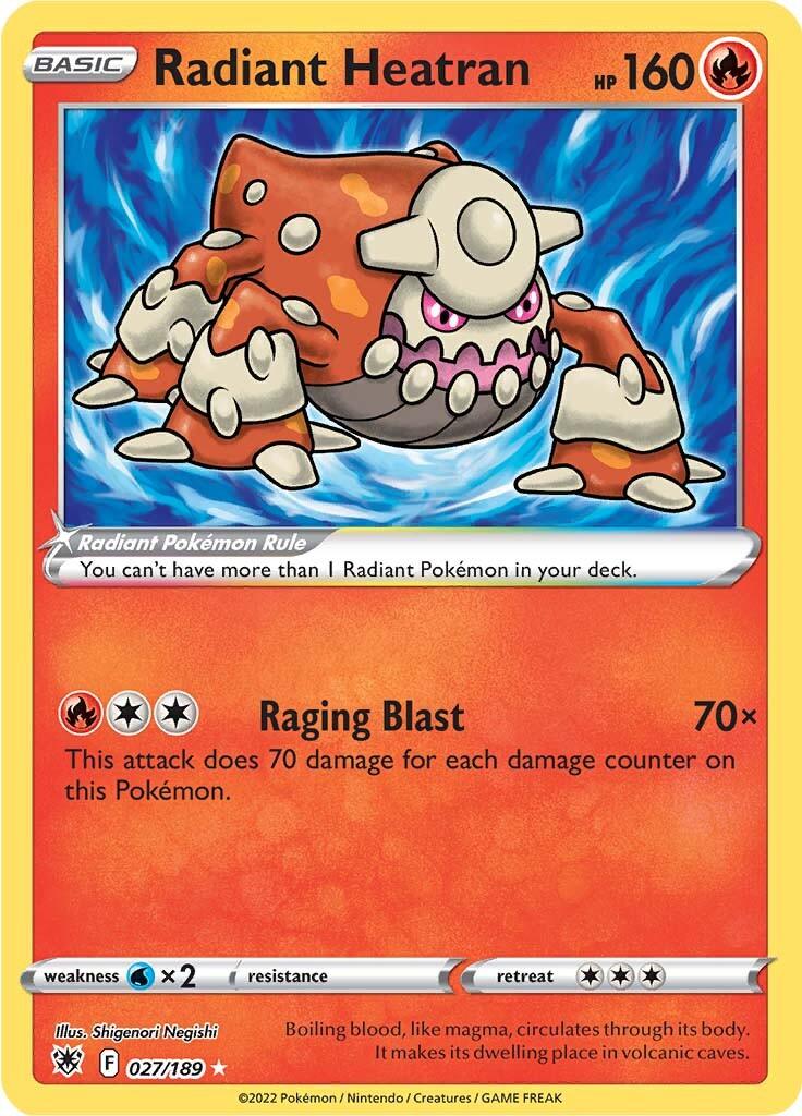 027, Fire, Holofoil, Sword & Shield: Astral Radiance, Ultra Rare, Water [x2] Radiant Heatran (027/189) [Sword & Shield: Astral Radiance] - Trading Card World