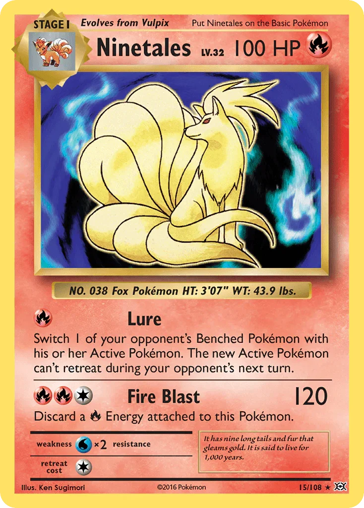 15, Fire, Holo Rare, Holofoil, Reverse Holofoil, Water[×2], XY: Evolutions Ninetales (15/108) [XY: Evolutions] - Trading Card World