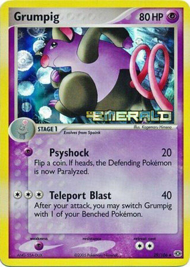 29, EX: Emerald, Psychic, Psychic[×2], Reverse Holofoil, Uncommon Grumpig (29/106) (Stamped) [EX: Emerald] - Trading Card World