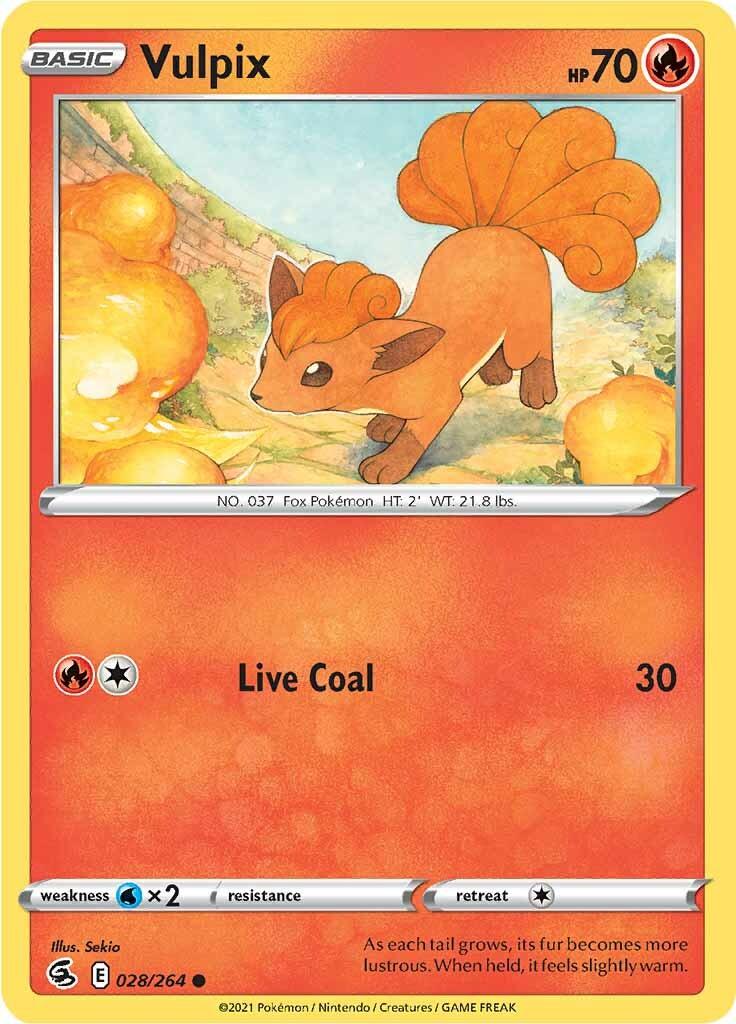 028, Common, Fire, Normal, Reverse Holofoil, Sword & Shield: Fusion Strike, Water [x2] Vulpix (028/264) [Sword & Shield: Fusion Strike] - Trading Card World