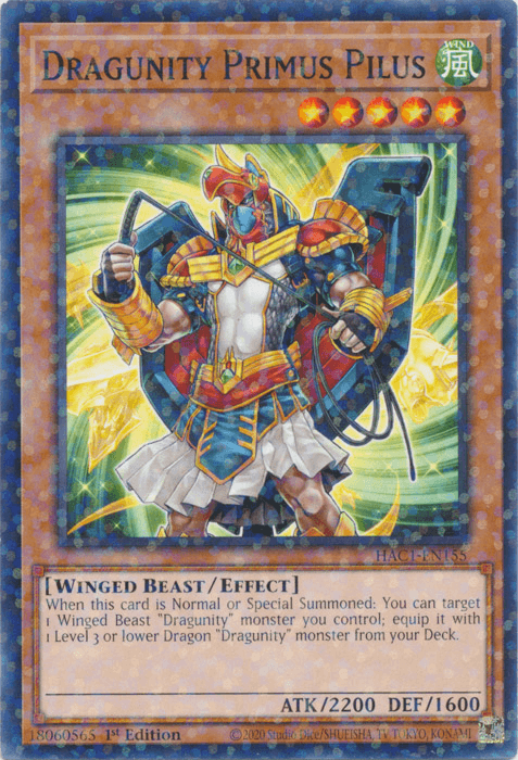 1st Edition, Common, Effect Monster, Hidden Arsenal: Chapter 1, Wind, Winged Beast Dragunity Primus Pilus (Duel Terminal) [HAC1-EN155] Common - Trading Card World