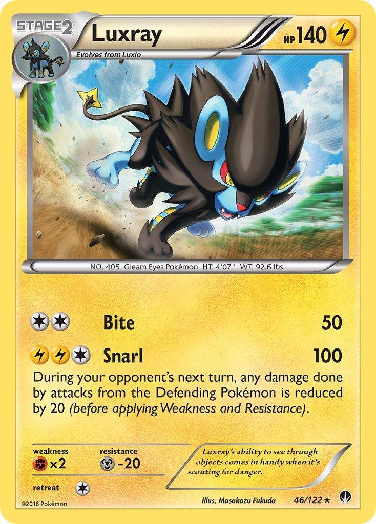 46, Fighting[×2], Holo Rare, Holofoil, Lightning, Metal[-20], XY: BREAKpoint Luxray (46/122) (Cracked Ice Holo) [XY: BREAKpoint] - Trading Card World