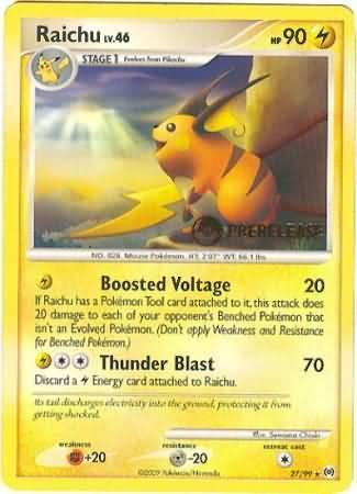 27, Fighting[+20], Lightning, Metal[-20], Nintendo: Black Star Promos, Normal, Promo Raichu (27/99) (Prerelease Promo) [Nintendo: Black Star Promos] - Trading Card World