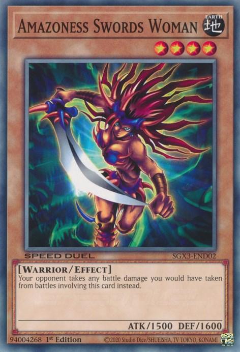 1st Edition, Common, Earth, Effect Monster, Speed Duel GX: Duelists of Shadows, Warrior Amazoness Swords Woman [SGX3-END02] Common - Trading Card World
