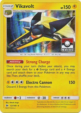 52, Fighting[×2], Holofoil, Lightning, Metal[-20], Promo, Sun & Moon: Base Set Vikavolt (52/149) (League Promo) [Sun & Moon: Base Set] - Trading Card World