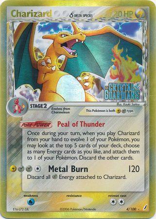 EX: Crystal Guardians, Holo Rare, Lightning, Metal, Reverse Holofoil, Water[×2] Charizard (4/100) (Delta Species) (Stamped) [EX: Crystal Guardians] - Trading Card World