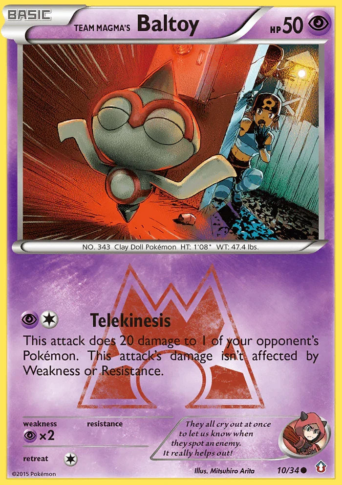 10, Common, Normal, Psychic, Psychic[×2], Reverse Holofoil, XY: Double Crisis Team Magma's Baltoy (10/34) [XY: Double Crisis] - Trading Card World
