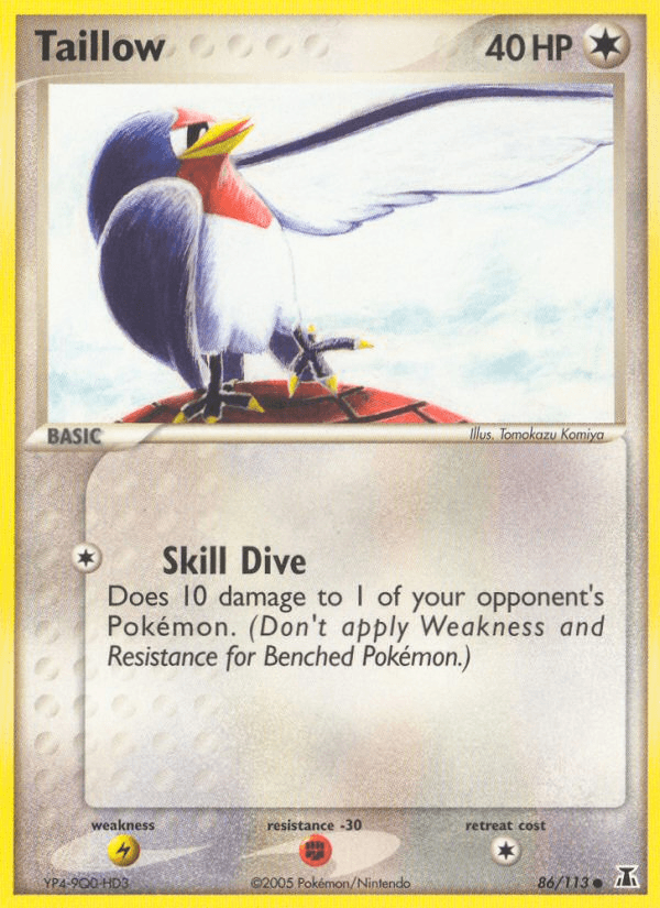 86, Colorless, Common, EX: Delta Species, Fire[-30], Lightning[×2], Normal Taillow (86/113) [EX: Delta Species] - Trading Card World