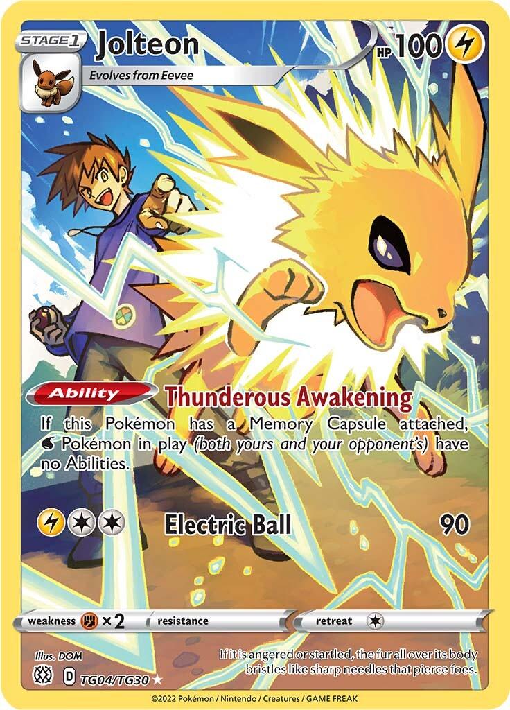 Fighting [x2], Holofoil, Lightning, Secret Rare, Sword & Shield: Brilliant Stars, TG04 Jolteon (TG04/TG30) [Sword & Shield: Brilliant Stars] - Trading Card World