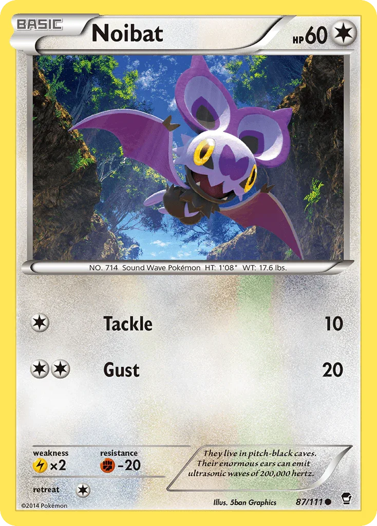 87, Colorless, Common, Fighting[-20], Lightning[×2], Normal, Reverse Holofoil, XY: Furious Fists Noibat (87/111) [XY: Furious Fists] - Trading Card World