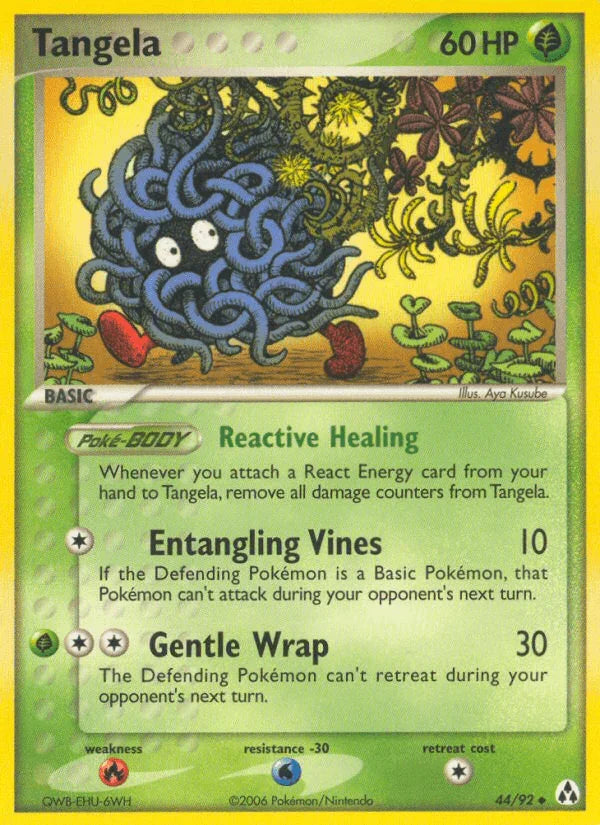 44, EX: Legend Maker, Fire[×2], Grass, Normal, Uncommon, Water[-30] Tangela (44/92) [EX: Legend Maker] - Trading Card World