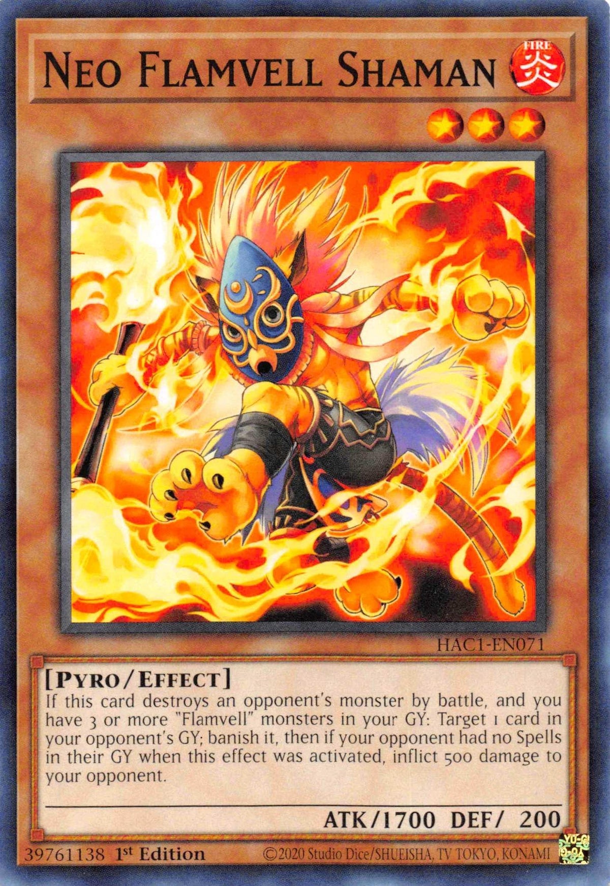 1st Edition, Common, Effect Monster, Fire, Hidden Arsenal: Chapter 1, Pyro Neo Flamvell Shaman [HAC1-EN071] Common - Trading Card World