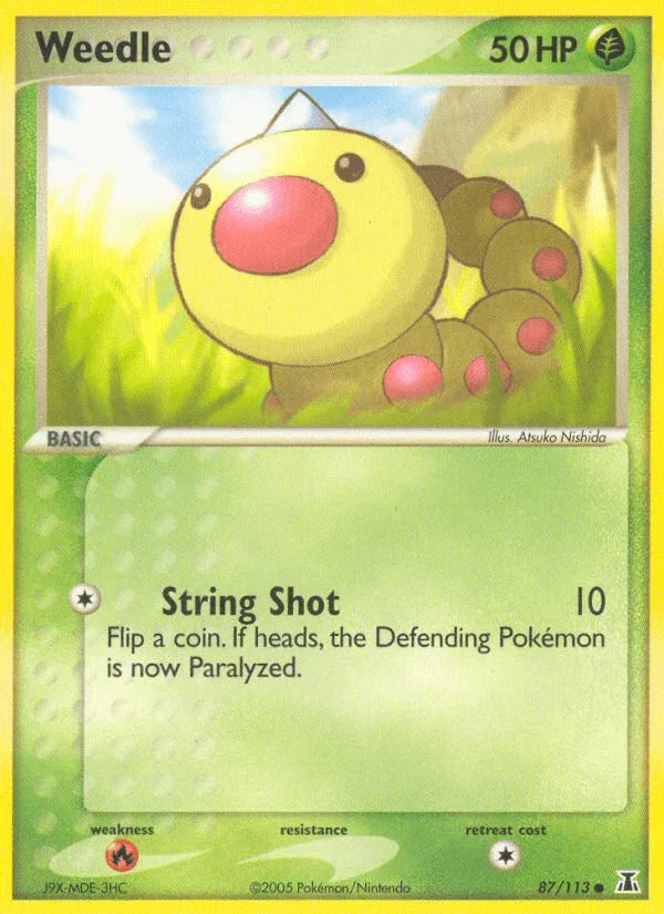 87, Common, EX: Delta Species, Fire[×2], Grass, Normal Weedle (87/113) [EX: Delta Species] - Trading Card World