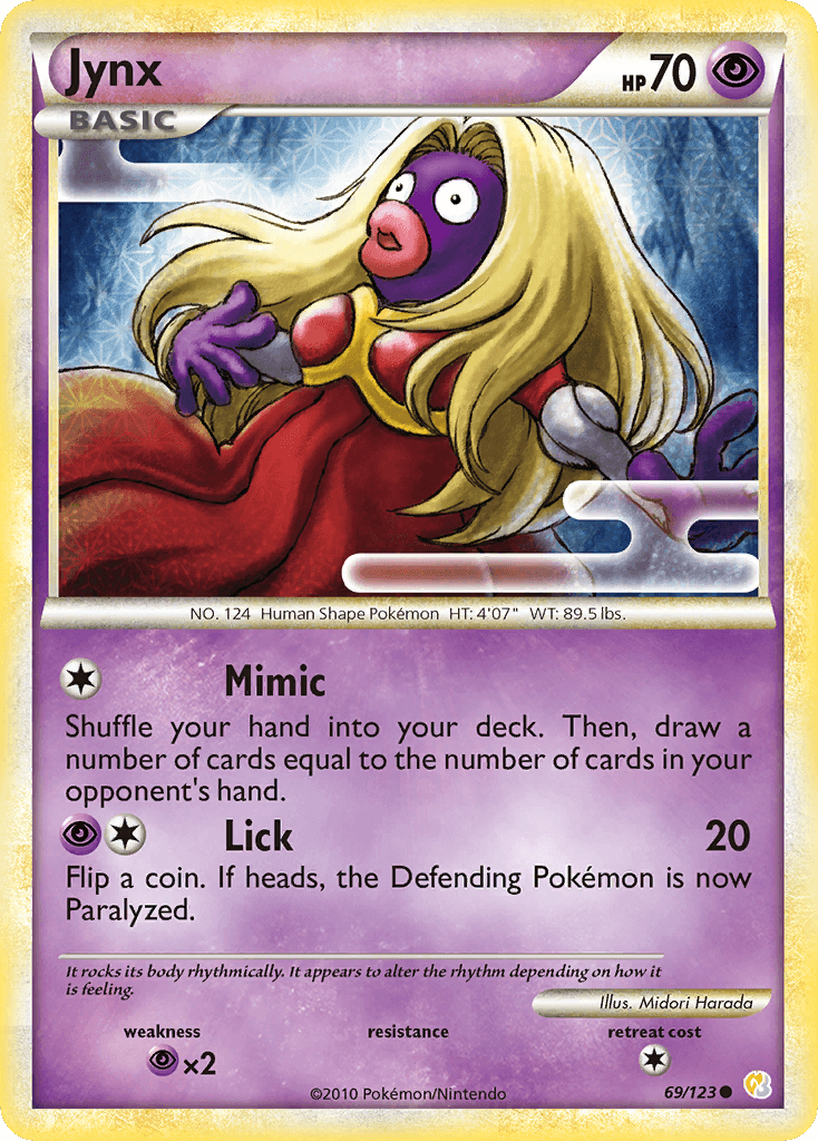 69, Common, HeartGold & SoulSilver: Base Set, Normal, Psychic, Psychic[×2], Reverse Holofoil Jynx (69/123) [HeartGold & SoulSilver: Base Set] - Trading Card World