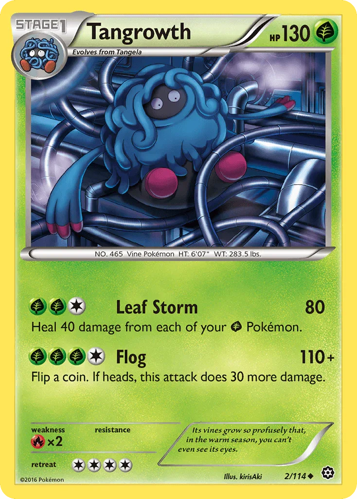 Fire[×2], Grass, Normal, Reverse Holofoil, Uncommon, XY: Steam Siege Tangrowth (2/114) [XY: Steam Siege] - Trading Card World