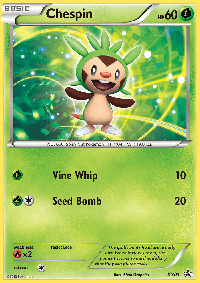 Fire[×2], Grass, Holofoil, Promo, XY01, XY: Black Star Promos Chespin (XY01) [XY: Black Star Promos] - Trading Card World