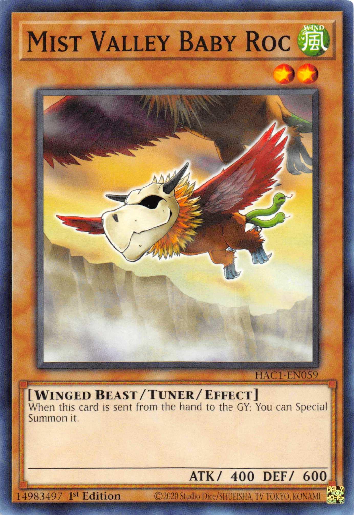 1st Edition, Common, Hidden Arsenal: Chapter 1, Tuner/Effect Monster, Wind, Winged Beast Mist Valley Baby Roc [HAC1-EN059] Common - Trading Card World