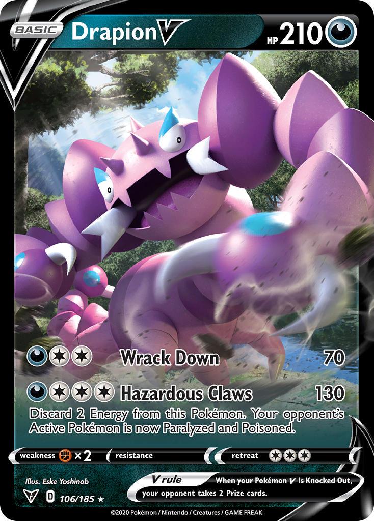 106, Darkness, Fighting[×2], Holofoil, Sword & Shield: Vivid Voltage, Ultra Rare Drapion V (106/185) [Sword & Shield: Vivid Voltage] - Trading Card World