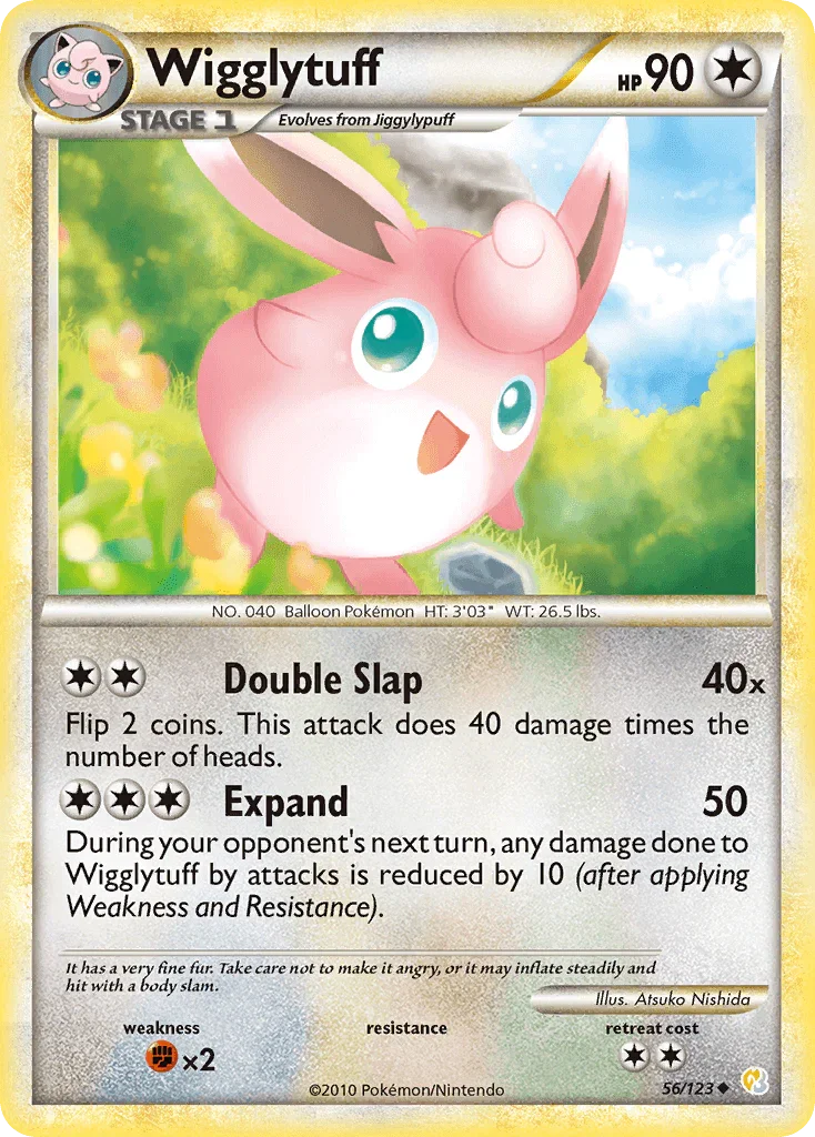 56, Colorless, Fighting[×2], HeartGold & SoulSilver: Base Set, Normal, Reverse Holofoil, Uncommon Wigglytuff (56/123) [HeartGold & SoulSilver: Base Set] - Trading Card World