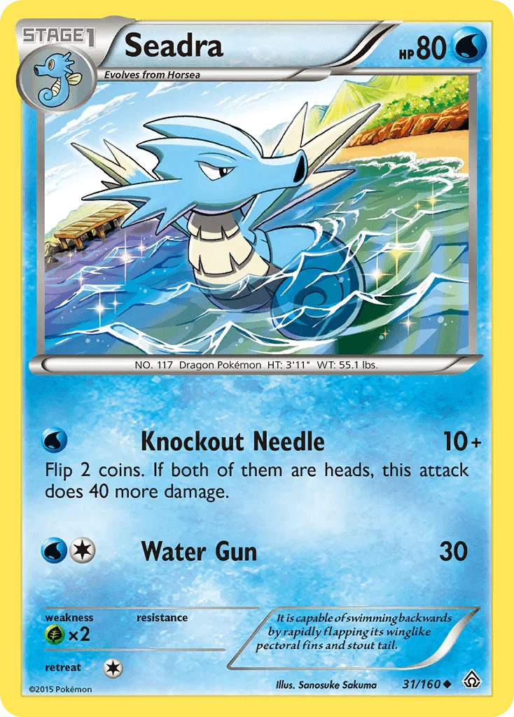 31, Grass[×2], Normal, Reverse Holofoil, Uncommon, Water, XY: Primal Clash Seadra (31/160) [XY: Primal Clash] - Trading Card World