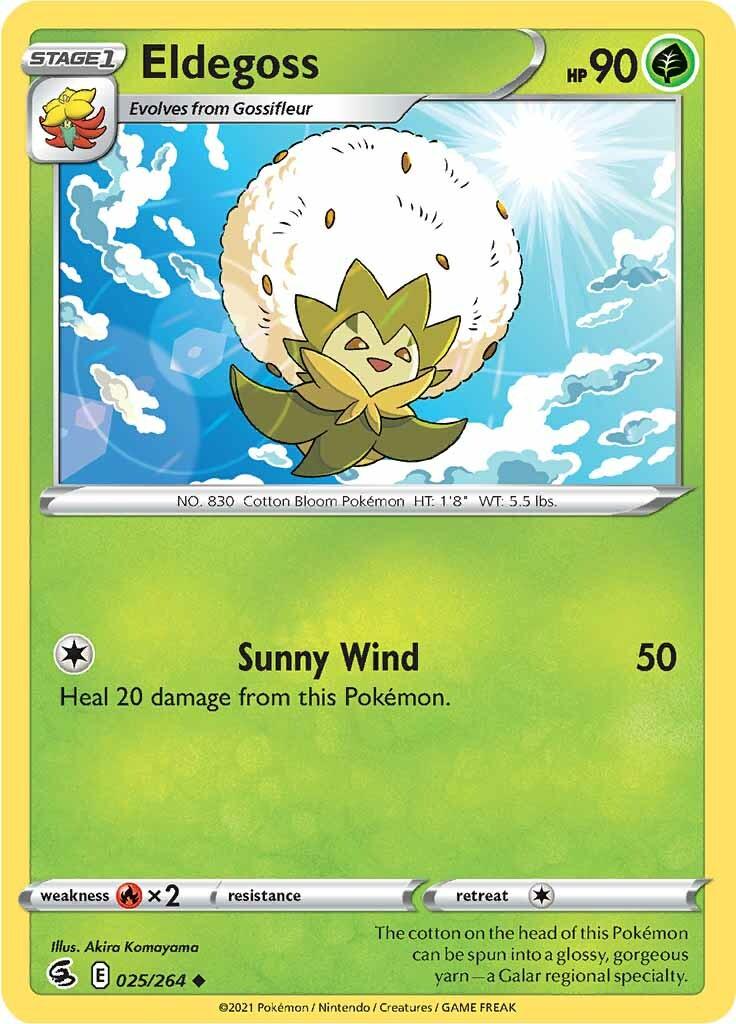 025, Fire [x2], Grass, Normal, Reverse Holofoil, Sword & Shield: Fusion Strike, Uncommon Eldegoss (025/264) [Sword & Shield: Fusion Strike] - Trading Card World