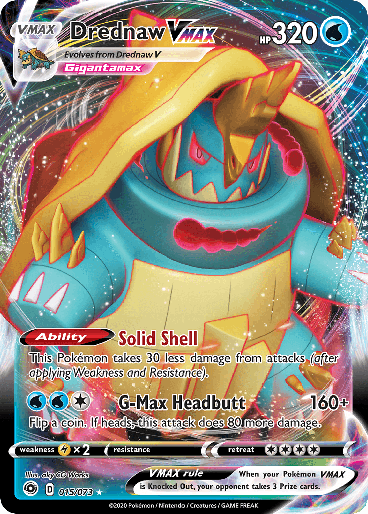 015, Holofoil, Lightning[×2], Sword & Shield: Champion's Path, Ultra Rare, Water Drednaw VMAX (015/073) [Sword & Shield: Champion's Path] - Trading Card World