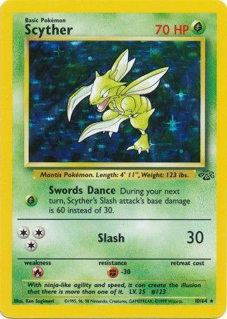 10, Fighting[-30], Fire[×2], Grass, Holo Rare, Holofoil, Jungle Unlimited Scyther (10/64) [Jungle Unlimited] - Trading Card World