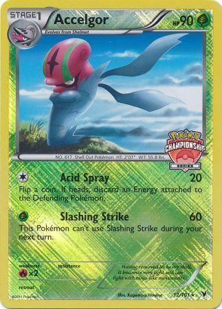 12, Black & White: Noble Victories, Fire[×2], Grass, Promo, Reverse Holofoil Accelgor (12/101) (Championship Promo) [Black & White: Noble Victories] - Trading Card World