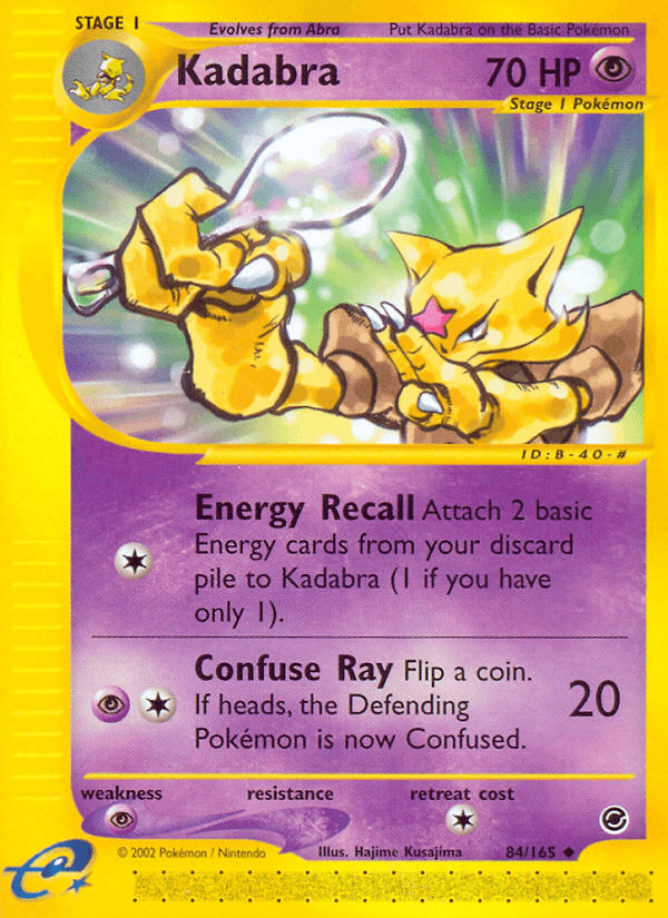 84, Expedition: Base Set, Normal, Psychic, Psychic[×2], Reverse Holofoil, Uncommon Kadabra (84/165) [Expedition: Base Set] - Trading Card World