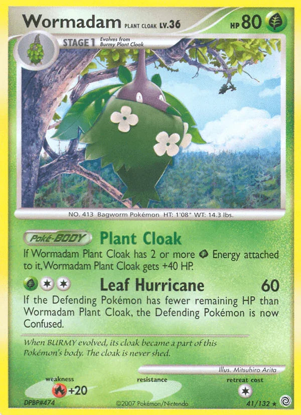 41, Diamond & Pearl: Secret Wonders, Fire[+20], Grass, Normal, Rare, Reverse Holofoil Wormadam Plant Cloak (41/132) [Diamond & Pearl: Secret Wonders] - Trading Card World