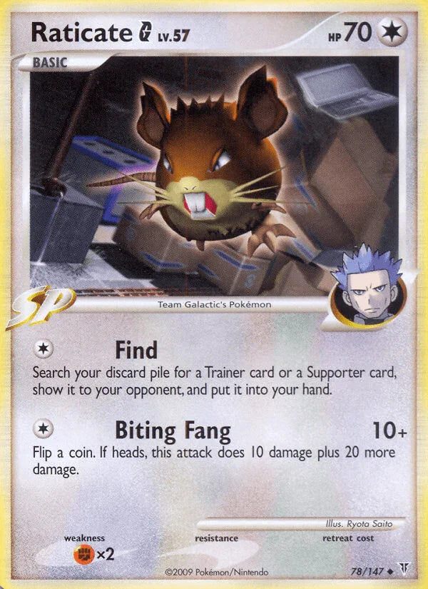 78, Colorless, Fighting[×2], Normal, Platinum: Supreme Victors, Reverse Holofoil, Uncommon Raticate G (78/147) [Platinum: Supreme Victors] - Trading Card World