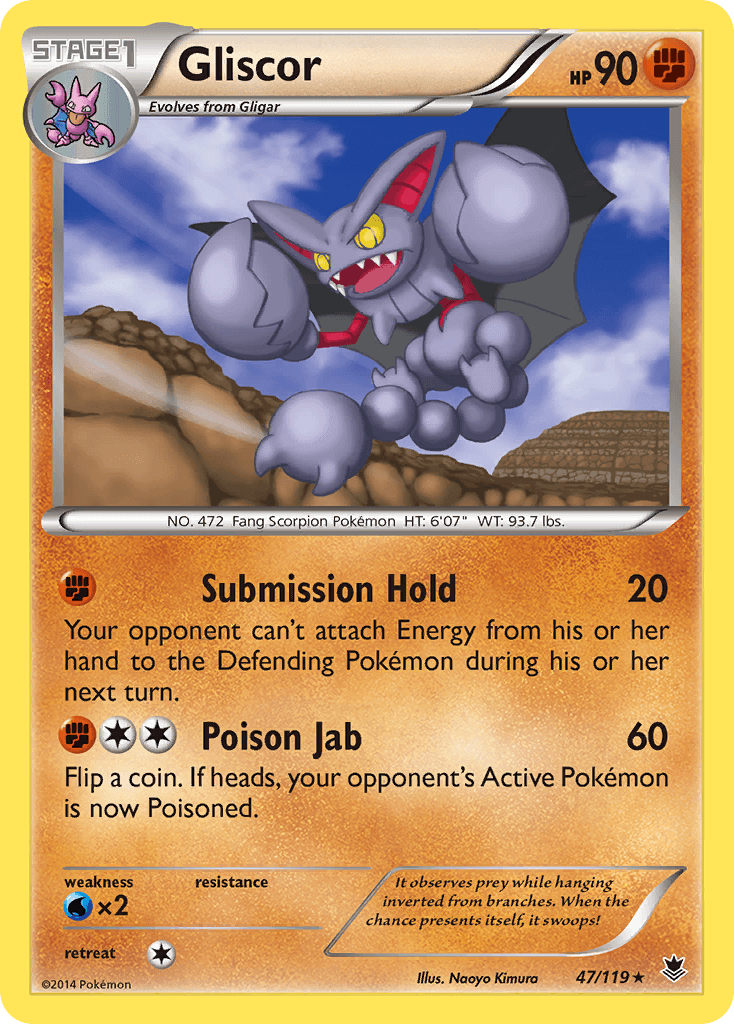 47, Fighting, Normal, Rare, Reverse Holofoil, Water[×2], XY: Phantom Forces Gliscor (47/119) [XY: Phantom Forces] - Trading Card World