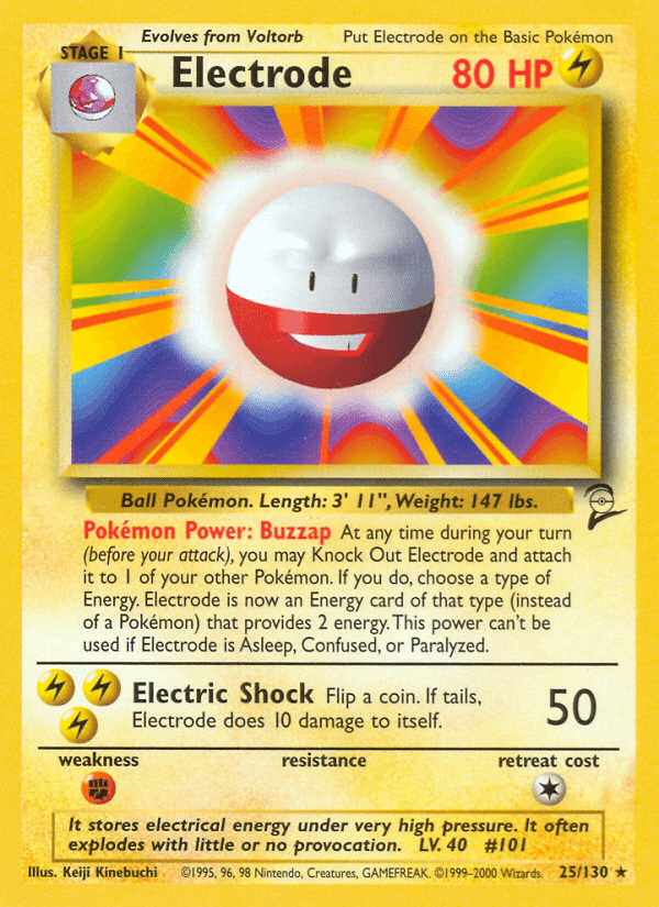 25, Base Set 2, Fighting[×2], Lightning, Normal, Rare Electrode (25/130) [Base Set 2] - Trading Card World