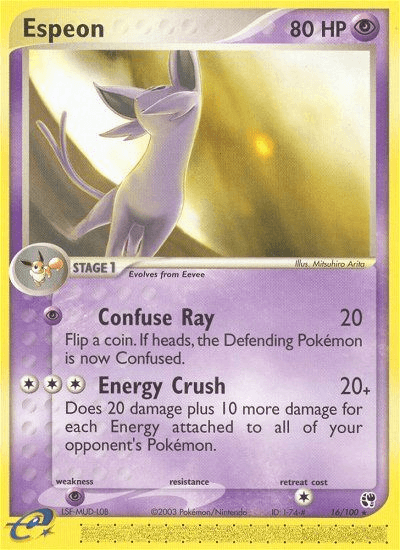16, EX: Sandstorm, Normal, Psychic, Psychic[×2], Rare, Reverse Holofoil Espeon (16/100) [EX: Sandstorm] - Trading Card World
