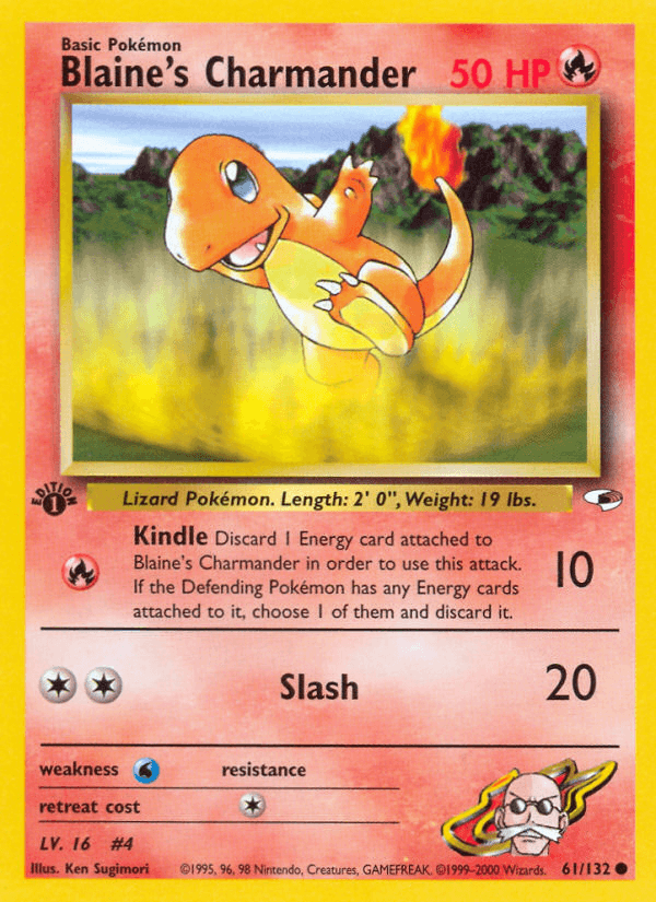 1st Edition Normal, 61, Common, Fire, Gym Heroes 1st Edition, Water[×2] Blaine's Charmander (61/132) [Gym Heroes 1st Edition] - Trading Card World