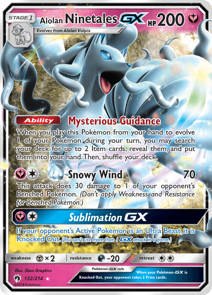 132, Darkness[-20], Fairy, Holofoil, Metal[×2], Sun & Moon: Lost Thunder, Ultra Rare Alolan Ninetales GX (132/214) [Sun & Moon: Lost Thunder] - Trading Card World