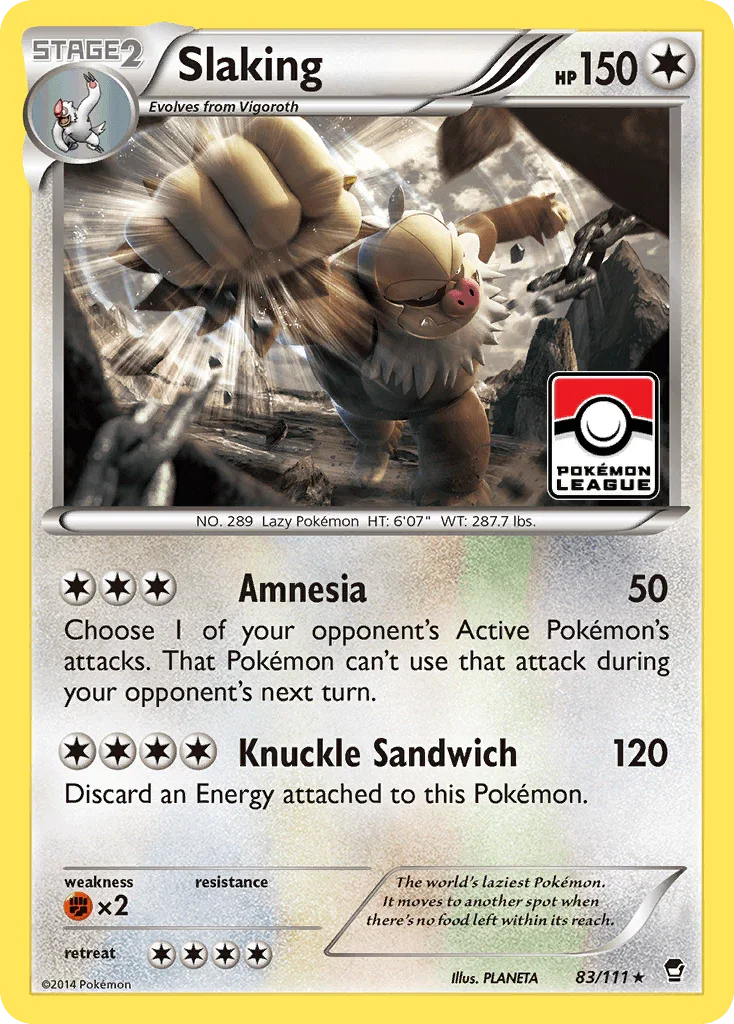 83, Colorless, Fighting[×2], Holo Rare, Holofoil, Reverse Holofoil, XY: Furious Fists Slaking (83/111) [XY: Furious Fists] - Trading Card World