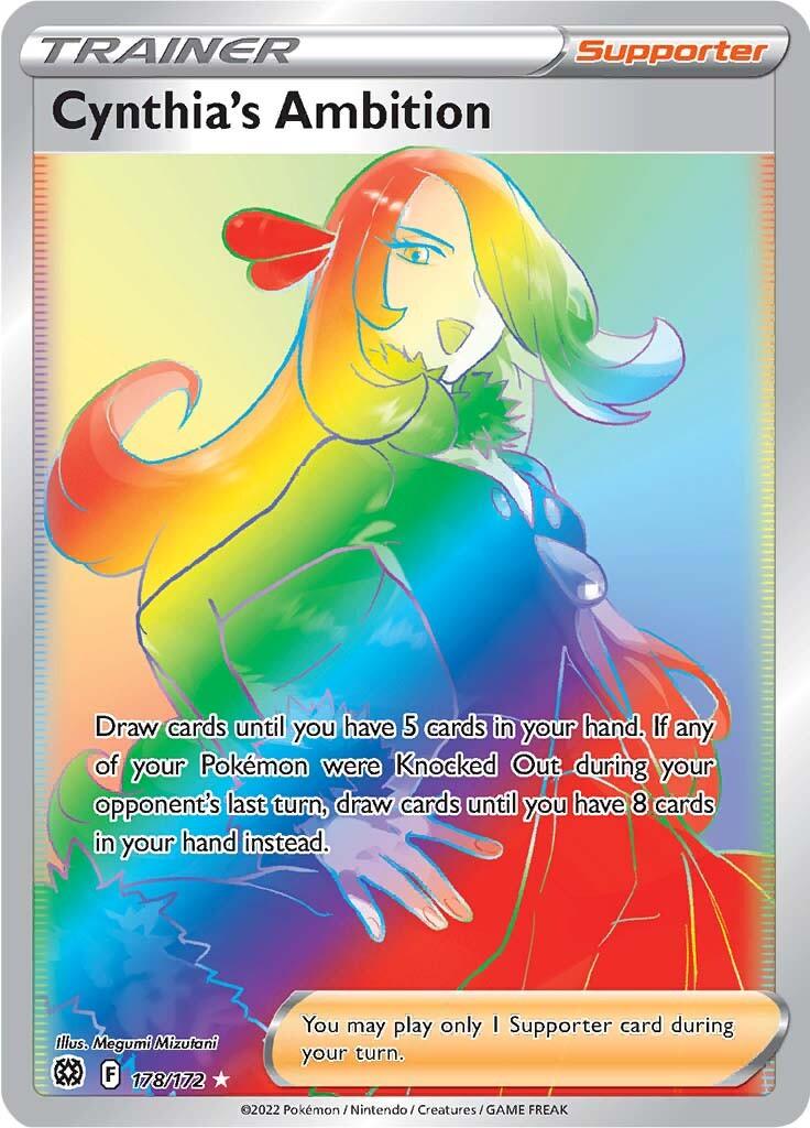 178, Holofoil, Secret Rare, Supporter, Sword & Shield: Brilliant Stars Cynthia's Ambition (178/172) [Sword & Shield: Brilliant Stars] - Trading Card World