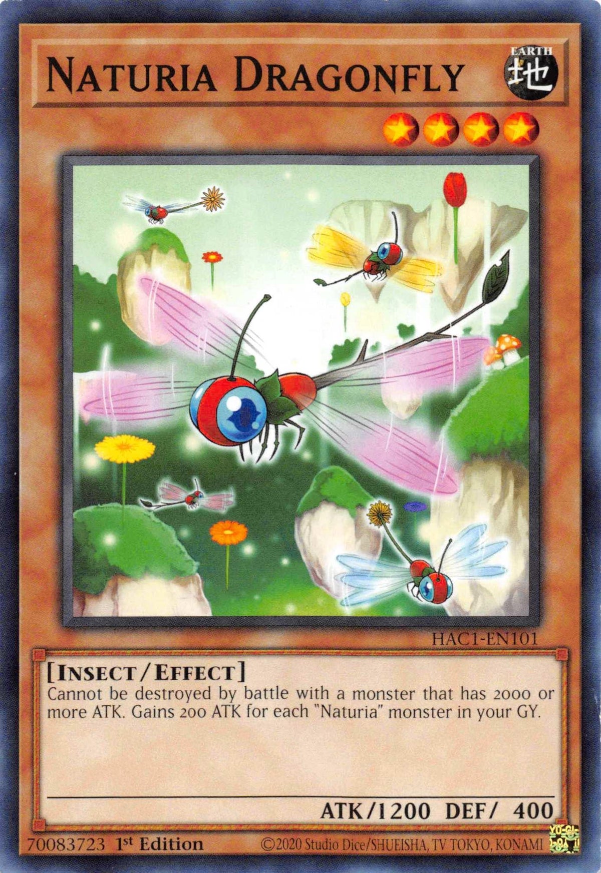1st Edition, Earth, Effect Monster, Hidden Arsenal: Chapter 1, Insect, Parallel Rare Naturia Dragonfly (Duel Terminal) [HAC1-EN101] Parallel Rare - Trading Card World