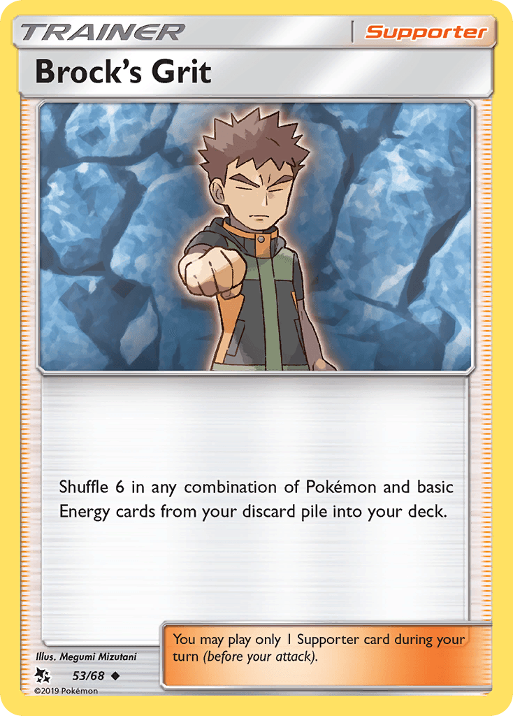 53, Normal, Reverse Holofoil, Sun & Moon: Hidden Fates, Supporter, Uncommon Brock's Grit (53/68) [Sun & Moon: Hidden Fates] - Trading Card World