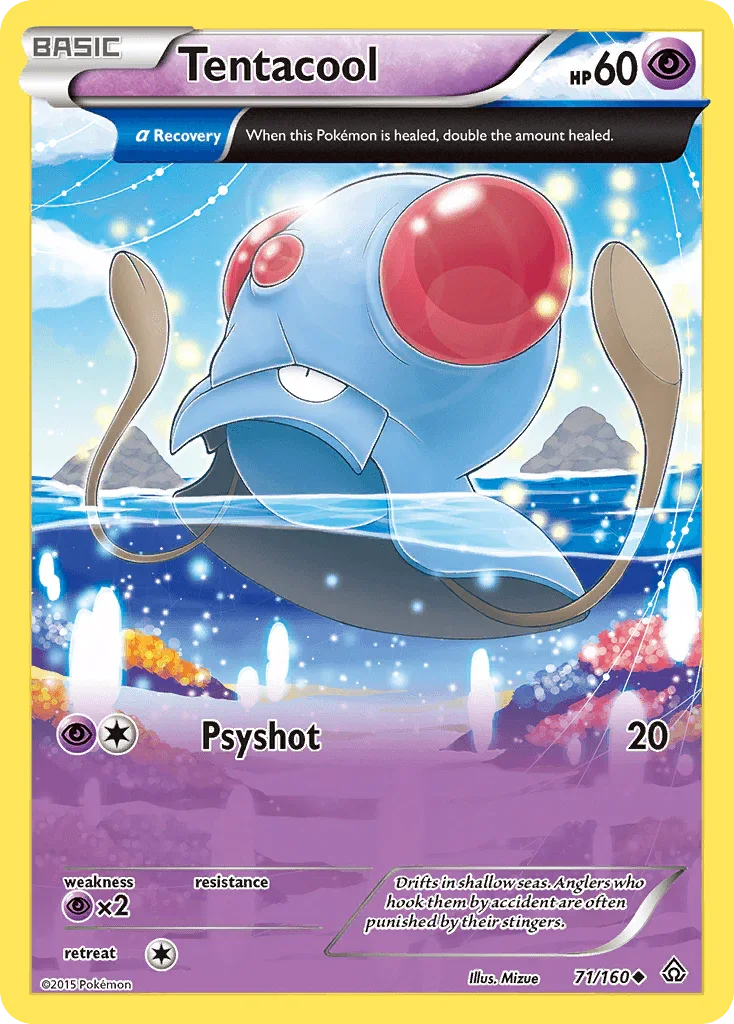 71, Normal, Psychic, Psychic[×2], Reverse Holofoil, Uncommon, XY: Primal Clash Tentacool (71/160) [XY: Primal Clash] - Trading Card World