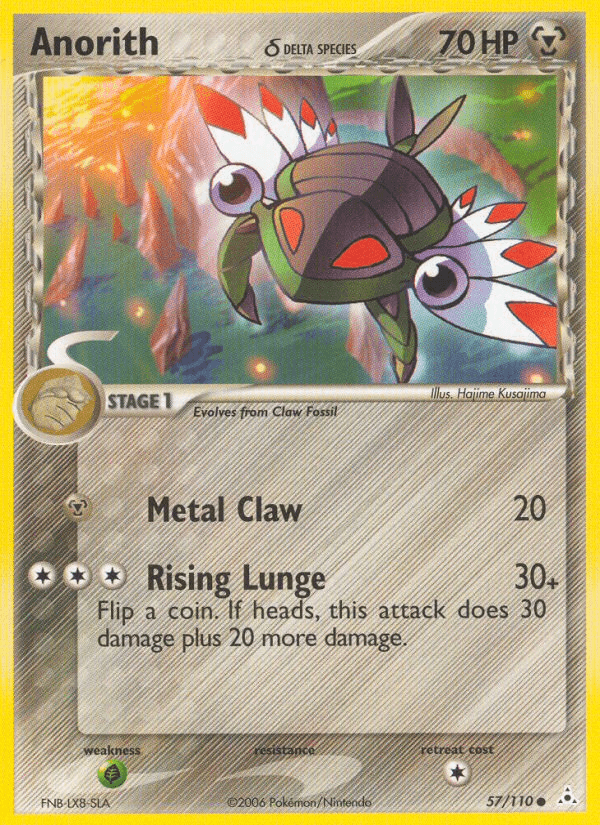 57, Common, EX: Holon Phantoms, Grass[×2], Metal, Normal Anorith (57/110) (Delta Species) [EX: Holon Phantoms] - Trading Card World